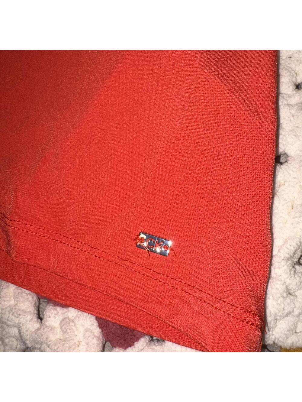 Calvin Klein Women's Red V-Neck Top with Ribbon Detail Woman’s Size M - Picture 6 of 7